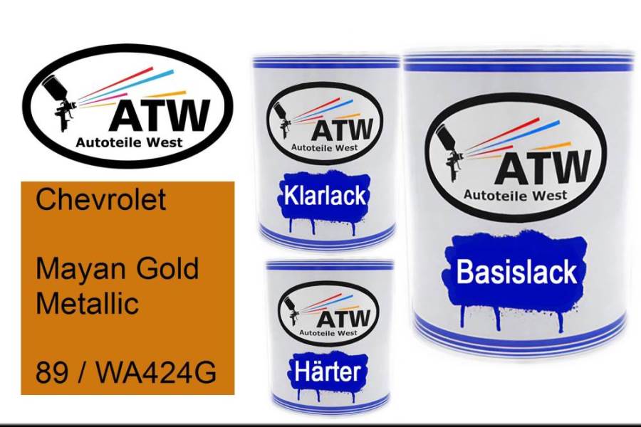 Chevrolet, Mayan Gold Metallic, 89 / WA424G: 1L Lackdose + 1L Klarlack + 500ml Härter - Set, von ATW Autoteile West.